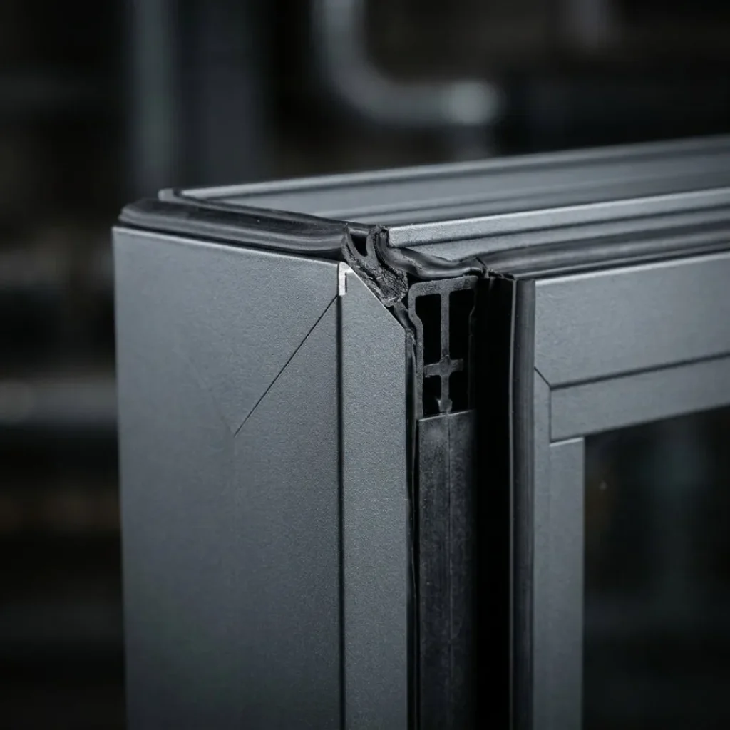 Detail van een aluminium kozijnprofiel