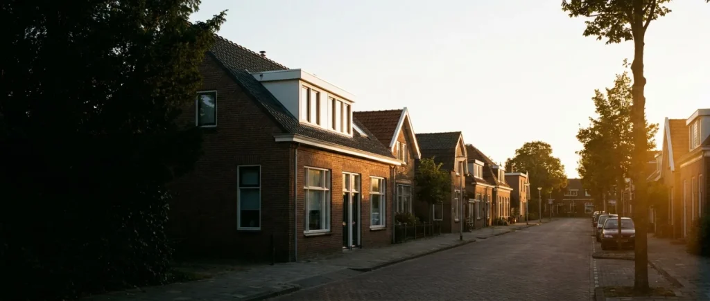 Dakkapel op een woning in een Nederlandse straat