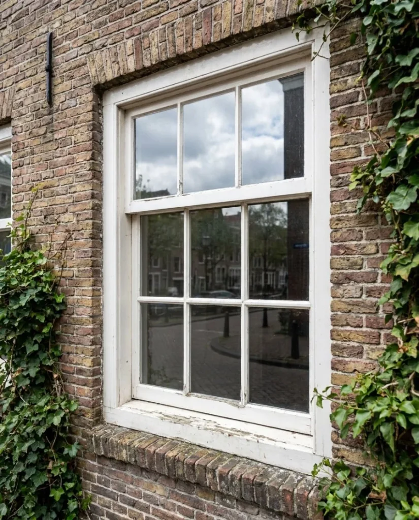 Houten raam met roedeverdeling