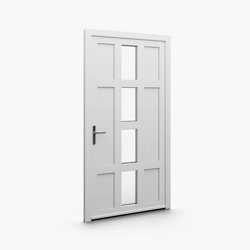 Witte kunststof deur met glasvakken, model 38