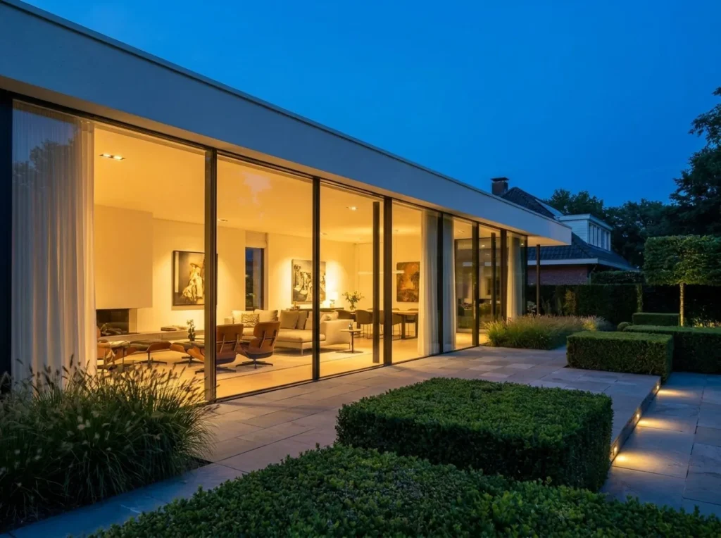 Luxe schuifpui bij avondlicht