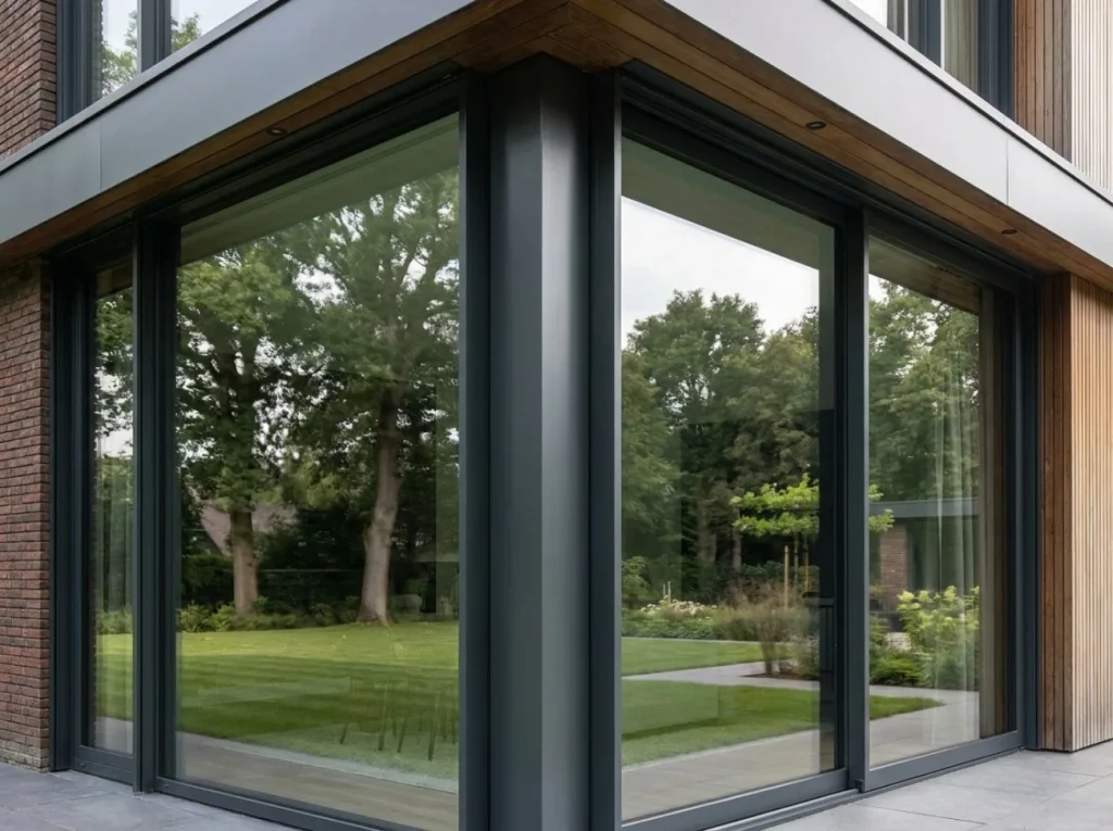 Aluminium schuifpui van een moderne villa