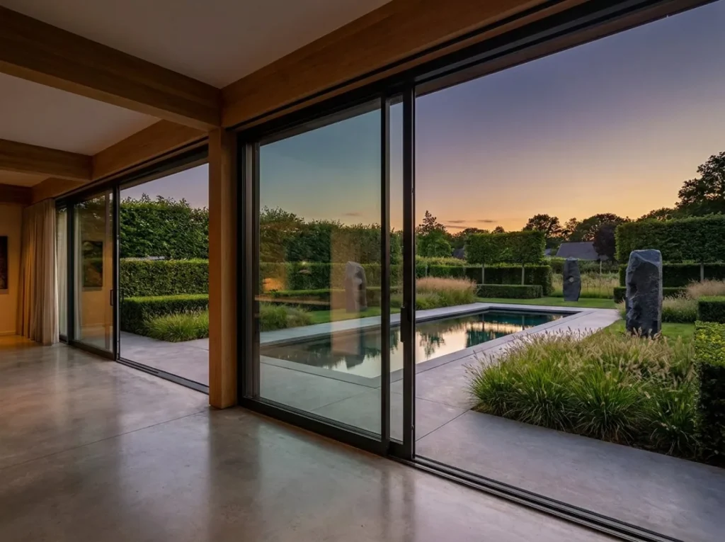 Luxe schuifpui met uitzicht over de tuin