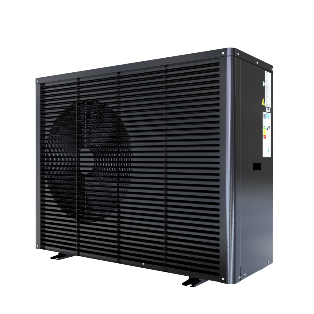 Zwarte warmtepomp buitenunit